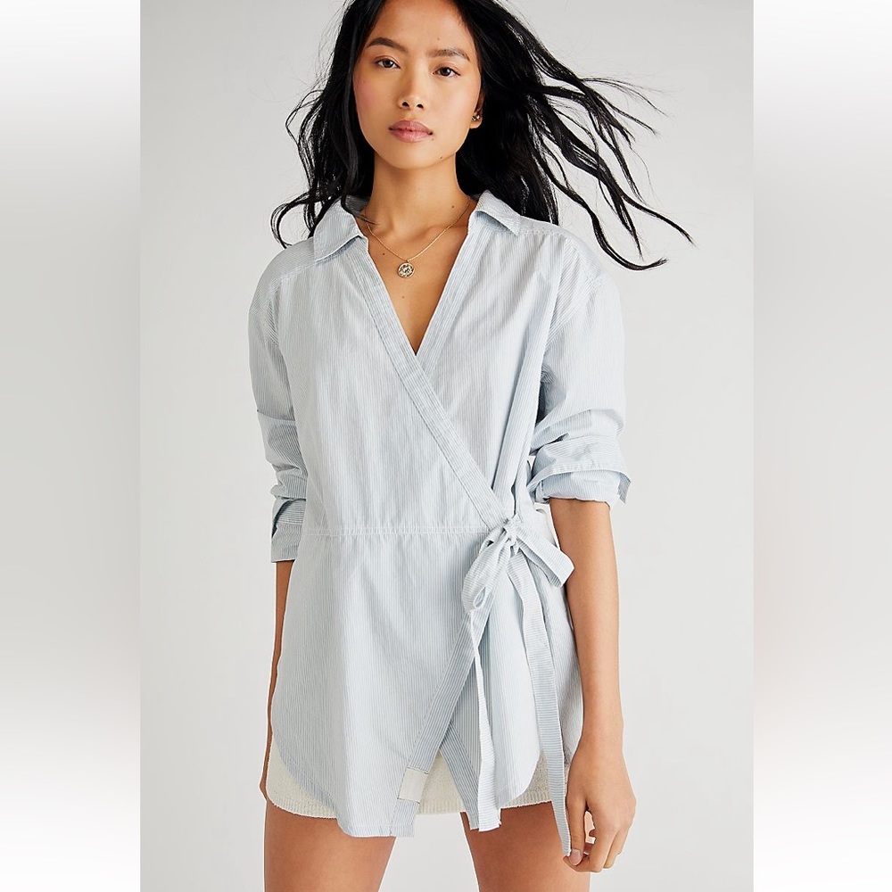 Free People Wrap Stripped Shirt